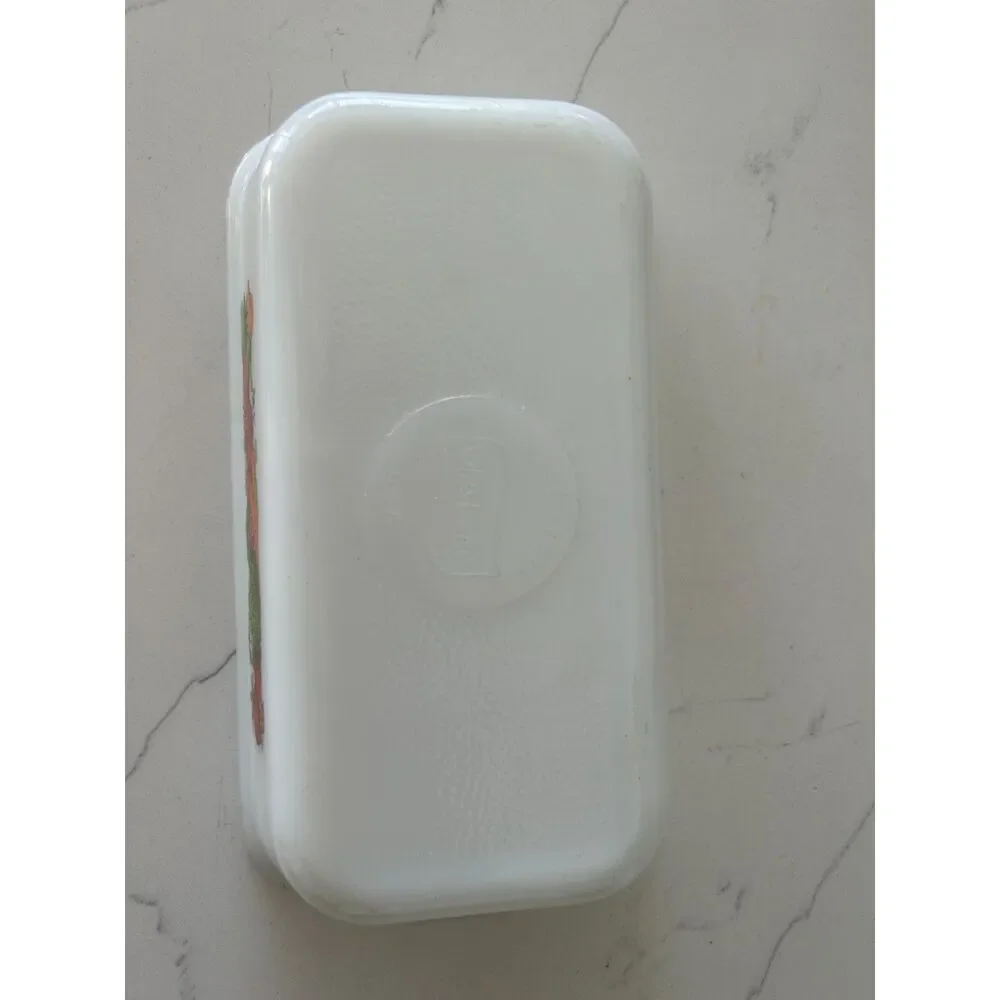 Vintage Fire King Milk Glass Loaf Pan, Harvest Pattern